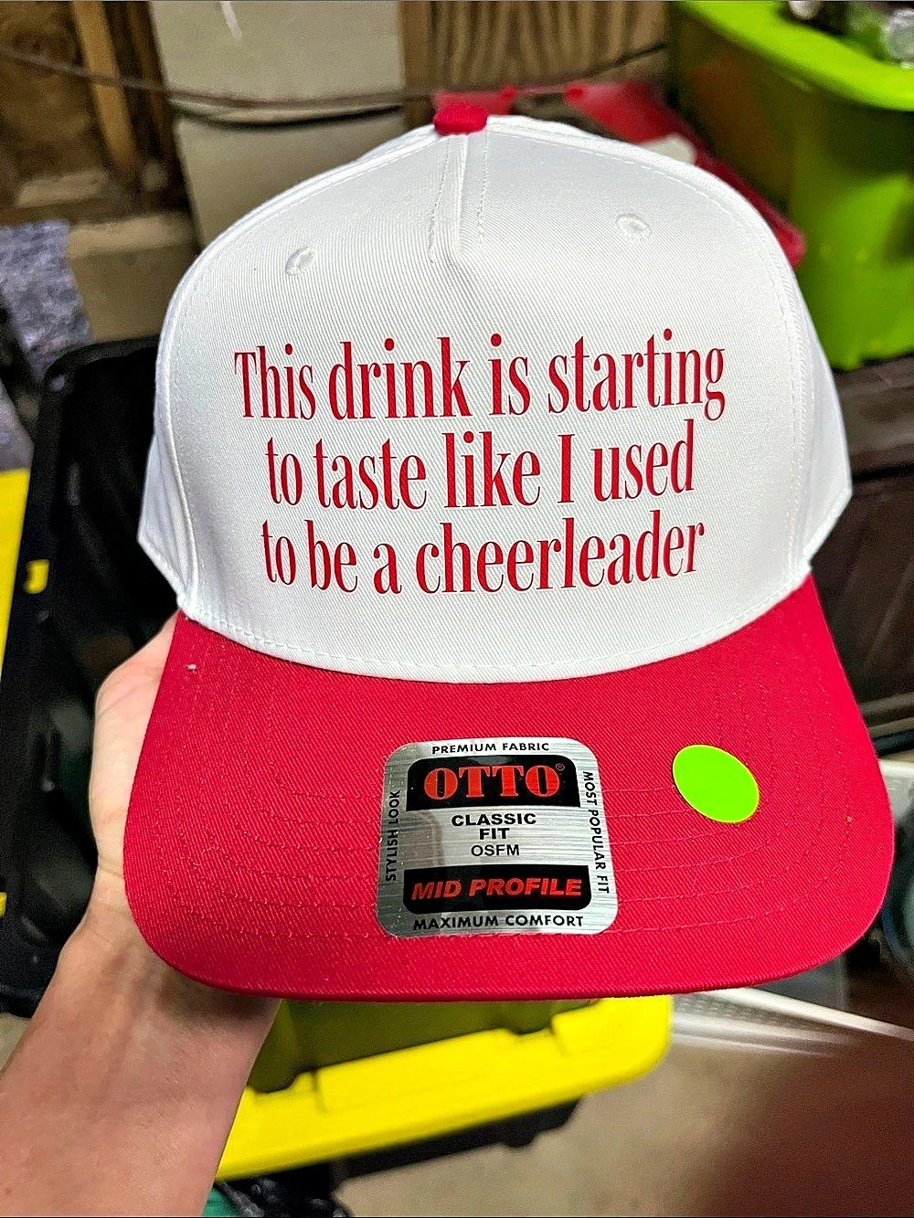 OTTO Classic Fit Mid Profile Trucker Hat with Custom Print Trucker Hat Red &
